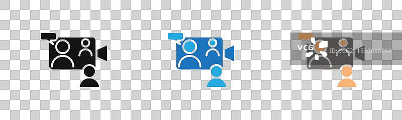 视频聊天会议图标线条艺术标志集图片素材