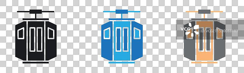 空中缆车图标线条艺术标志集图片素材