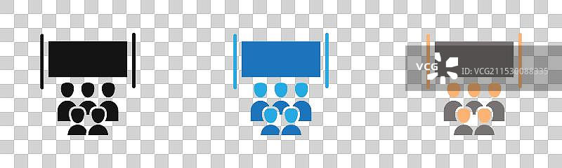 电影院观众图标线条艺术标志集图片素材