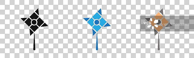 纸风车图标线条艺术标志集图片素材