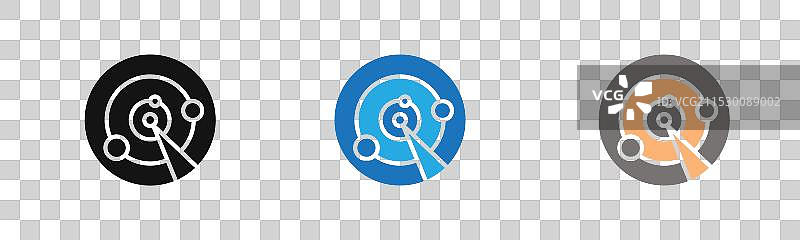 雷达探测图标线条艺术标志集图片素材