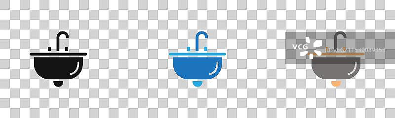 洗手盆图标线条艺术标志集图片素材
