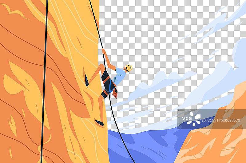 攀岩者在悬崖上攀爬，享受山地冒险图片素材