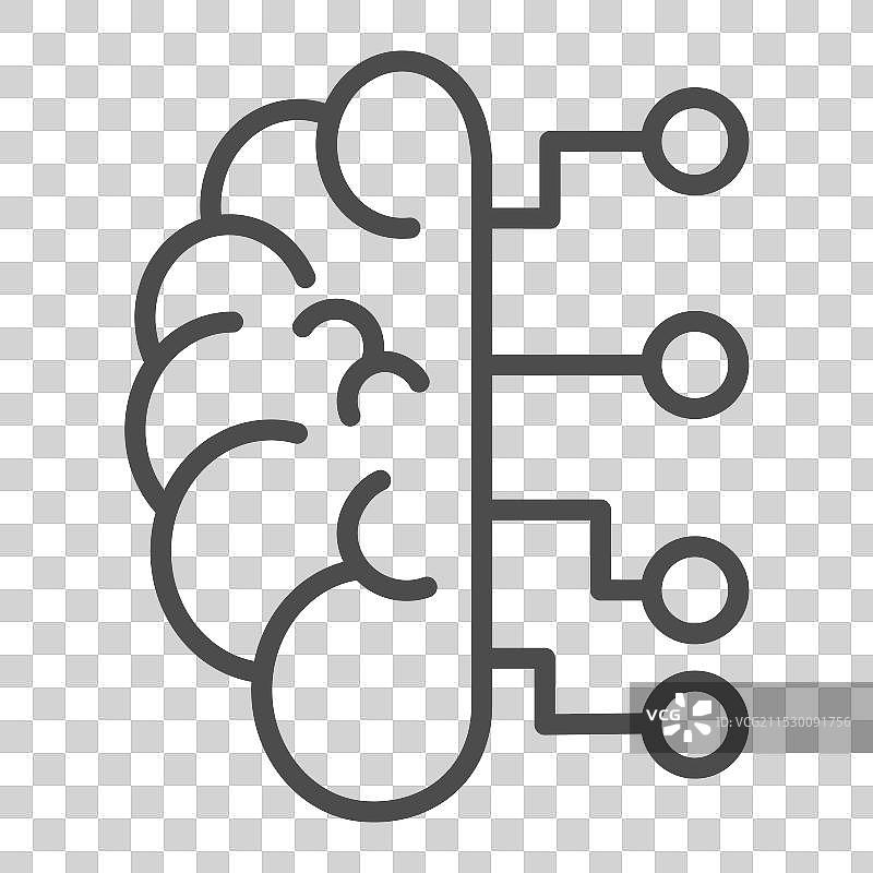 神经网络标志人脑徽章可编辑图片素材