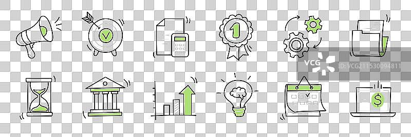 手绘涂鸦风格的商业钱币图标集图片素材