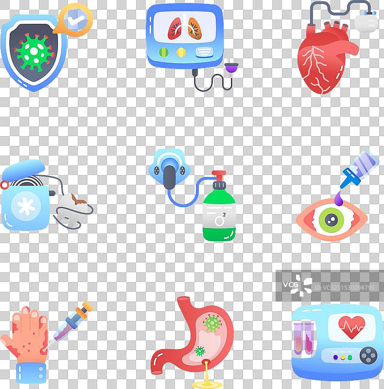 一组医疗和诊断扁平图标图片素材