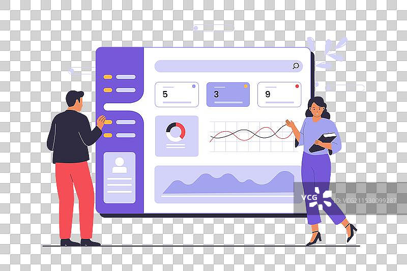 扁平化管理仪表板设计概念图片素材