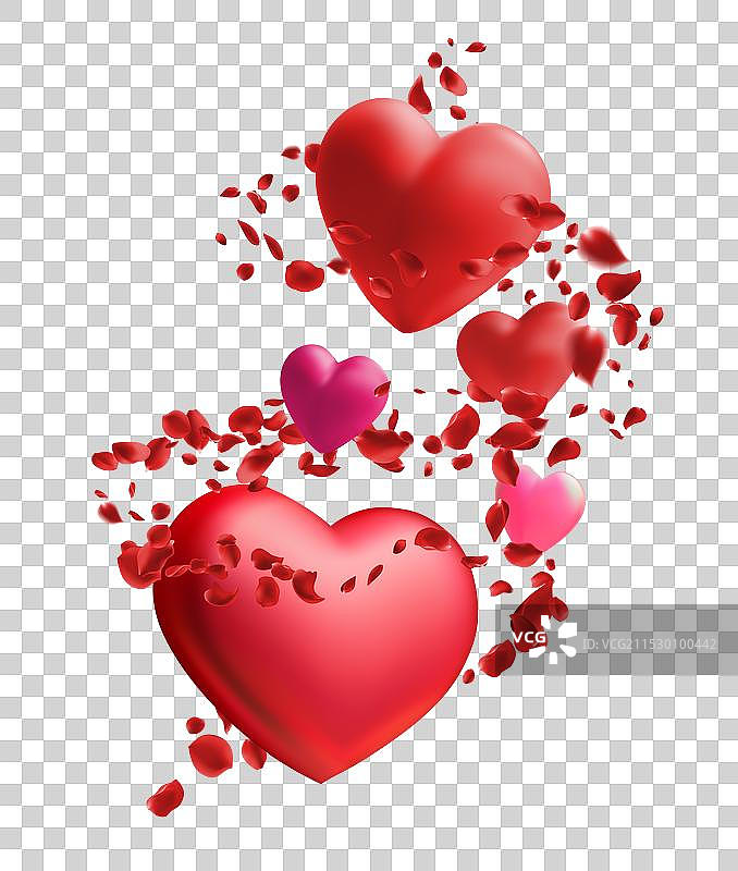 情人节红色心形的真实设计心形图案图片素材