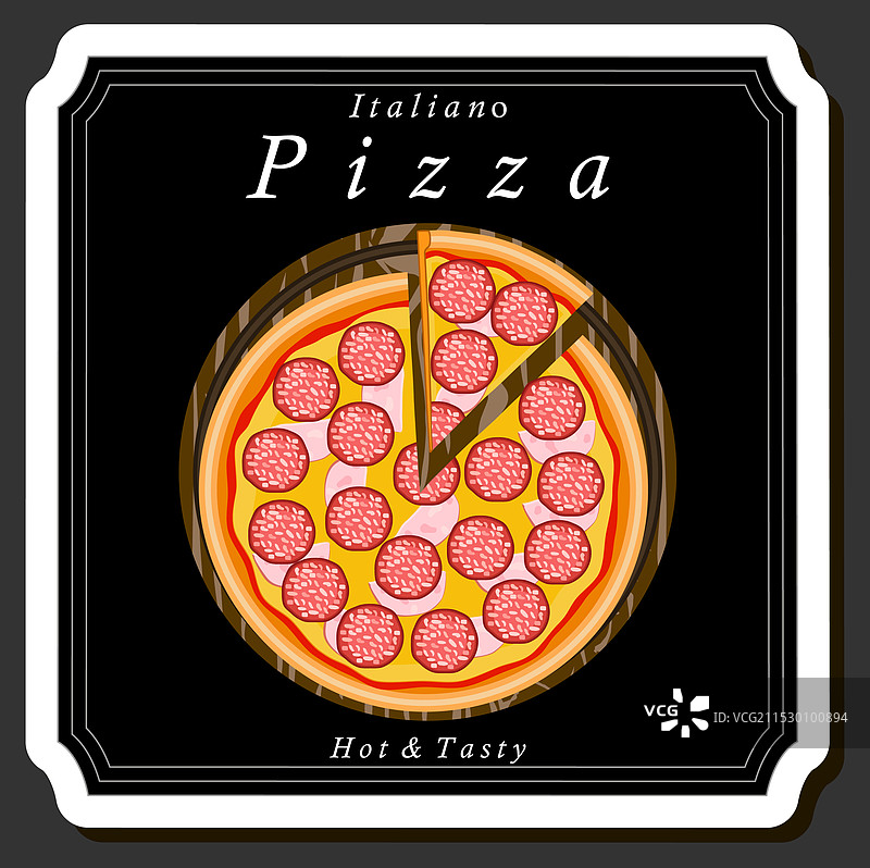 主题为大份热腾腾美味披萨的比萨店菜单图片素材