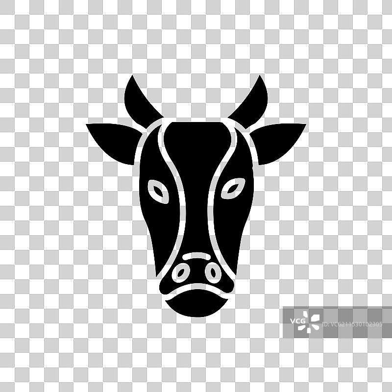 农场牛图标集，牛脸符号，牛角图片素材