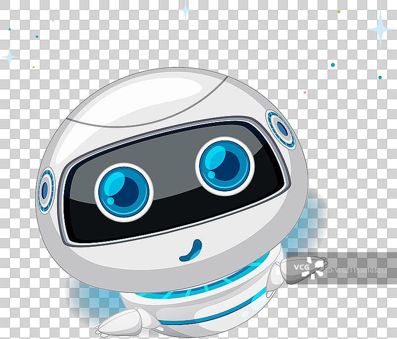 可爱的机器人角色被星星环绕图片素材