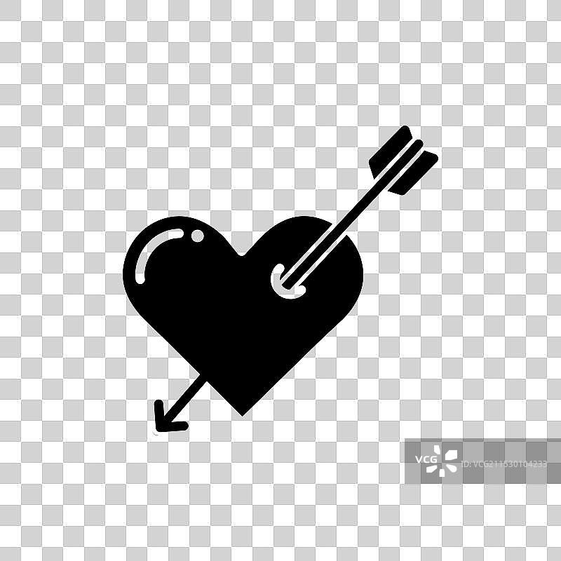 婚礼或情人节的心形箭头图标集图片素材