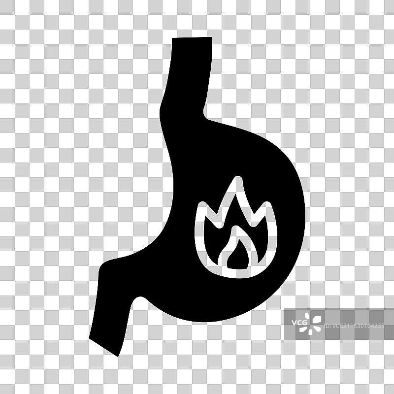 胃灼热图标集，酸 reflux 不适符号图片素材