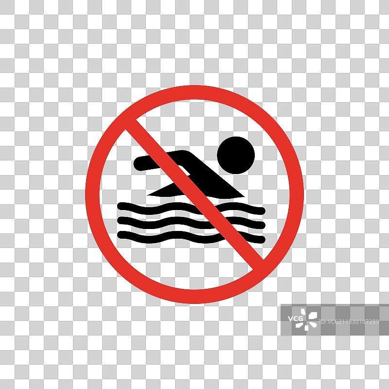 禁止游泳标志图标集，无游泳池和禁止游泳图片素材