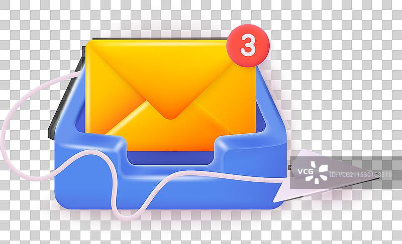 带信封的收件箱图标渲染电子邮件盒图片素材