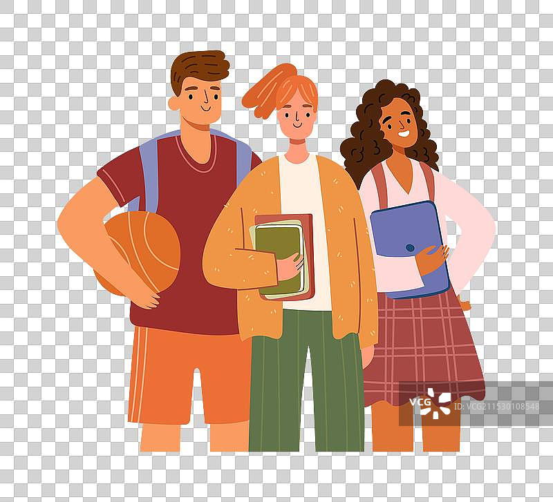 大学生带着书本和笔记本电脑回到学校图片素材