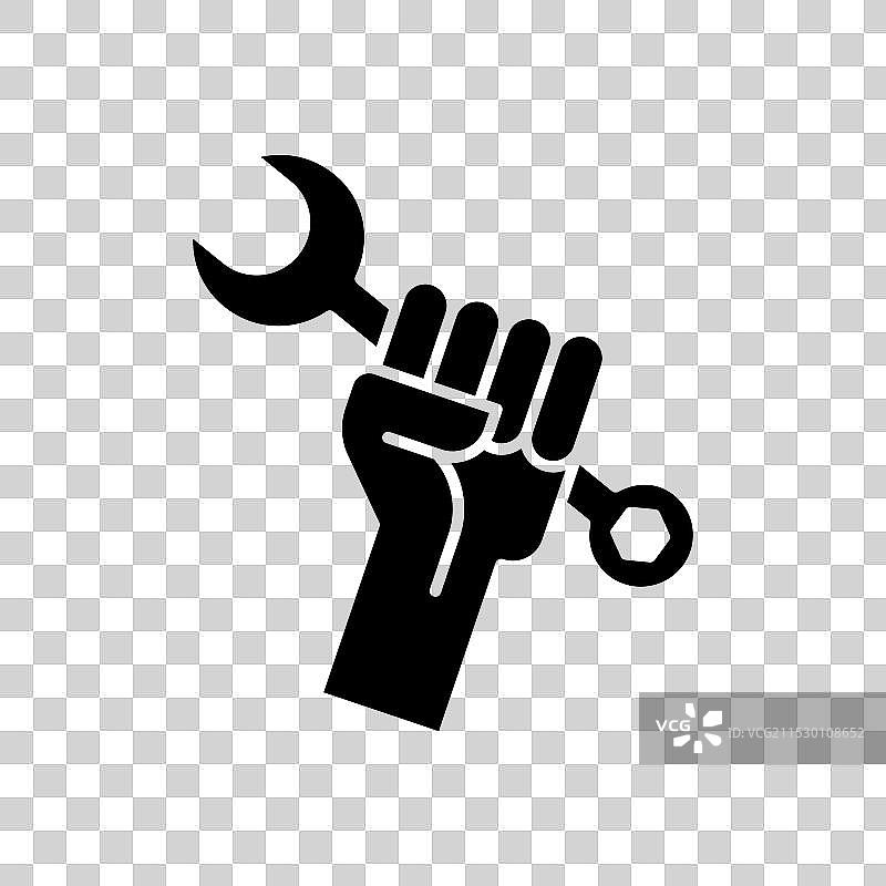 修理图标集，机械师手持扳手符号图片素材