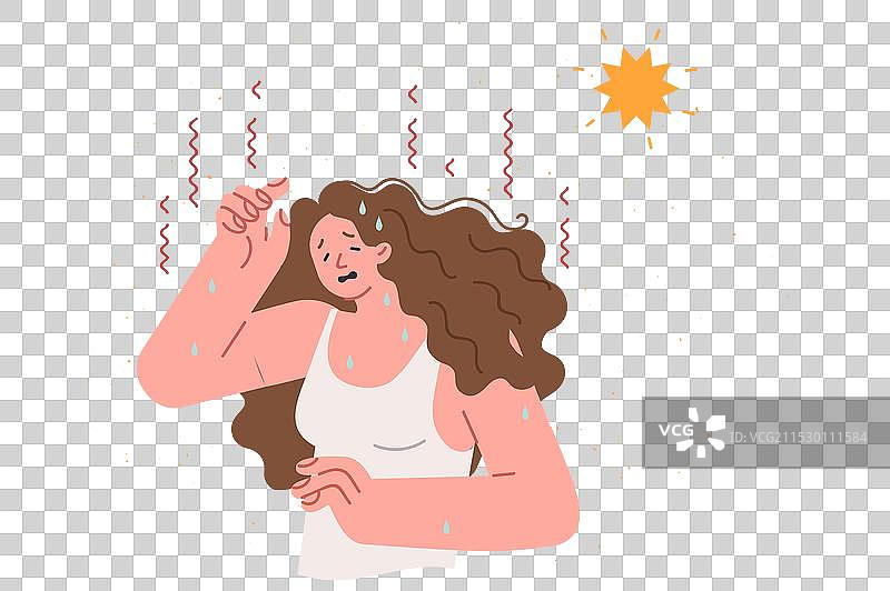 满身大汗的女人忍受着难以忍受的炎热图片素材