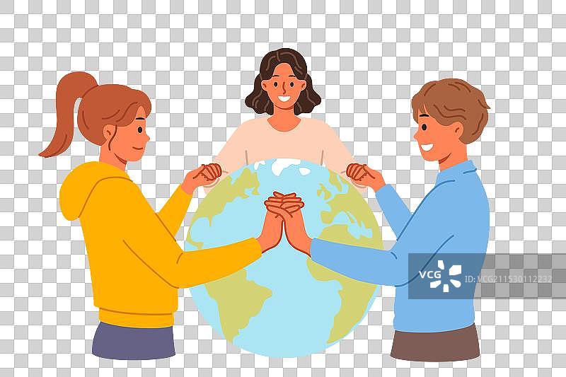 地球日，人们手持标语庆祝活动图片素材