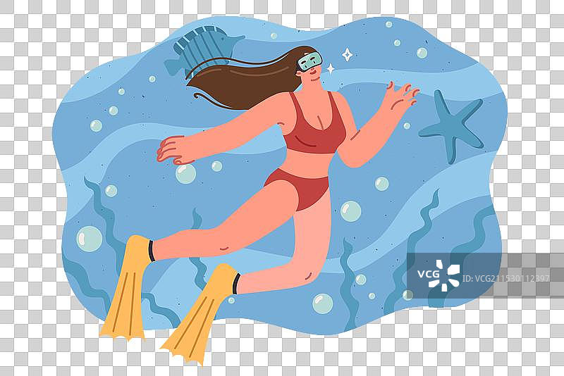 女性正在水下潜水游泳图片素材