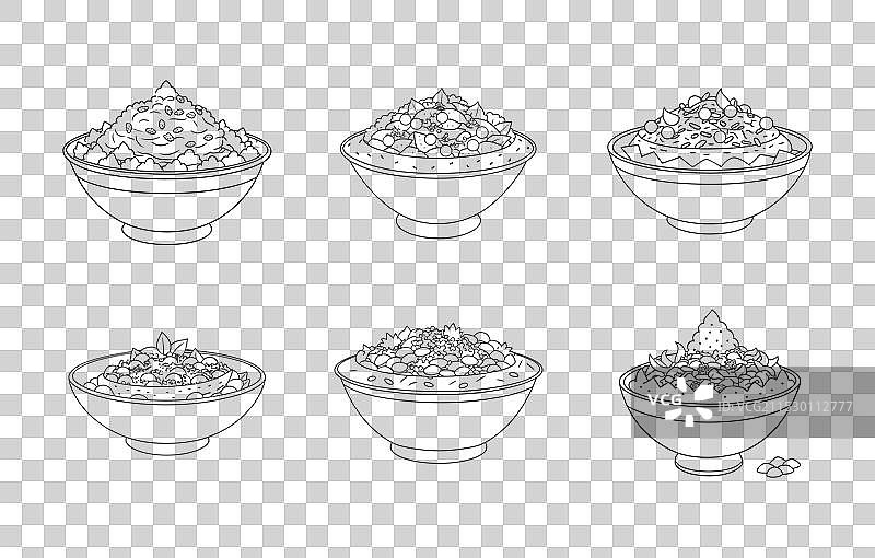 印度街头小吃的薄饼普里艺术套装图片素材