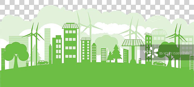 现代城市生活绿色剪影图片素材