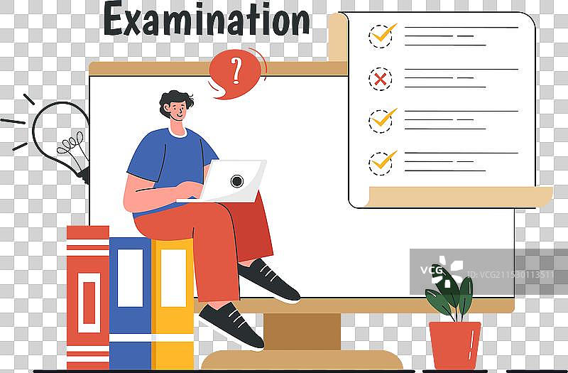 带有在线考试表格的考试试卷图片素材