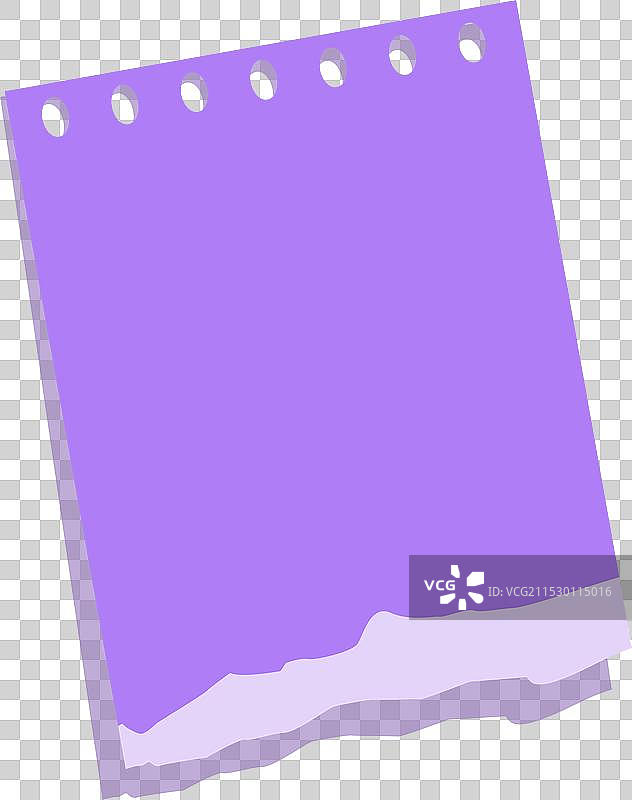 紫色记事本纸，底边撕裂图片素材