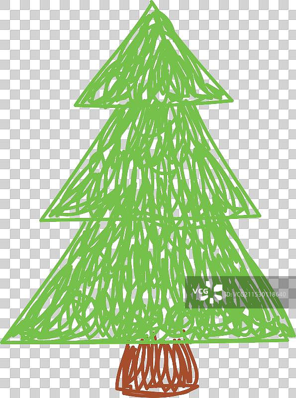 孩子们涂鸦的简单手绘松树元素图片素材