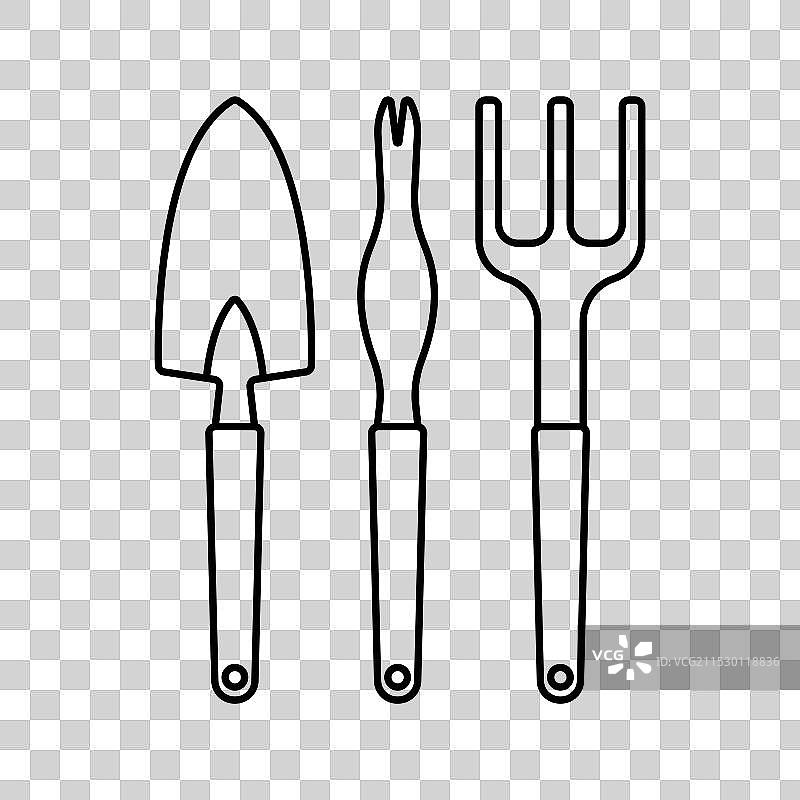 园艺工具线条图标，可编辑的线条图片素材