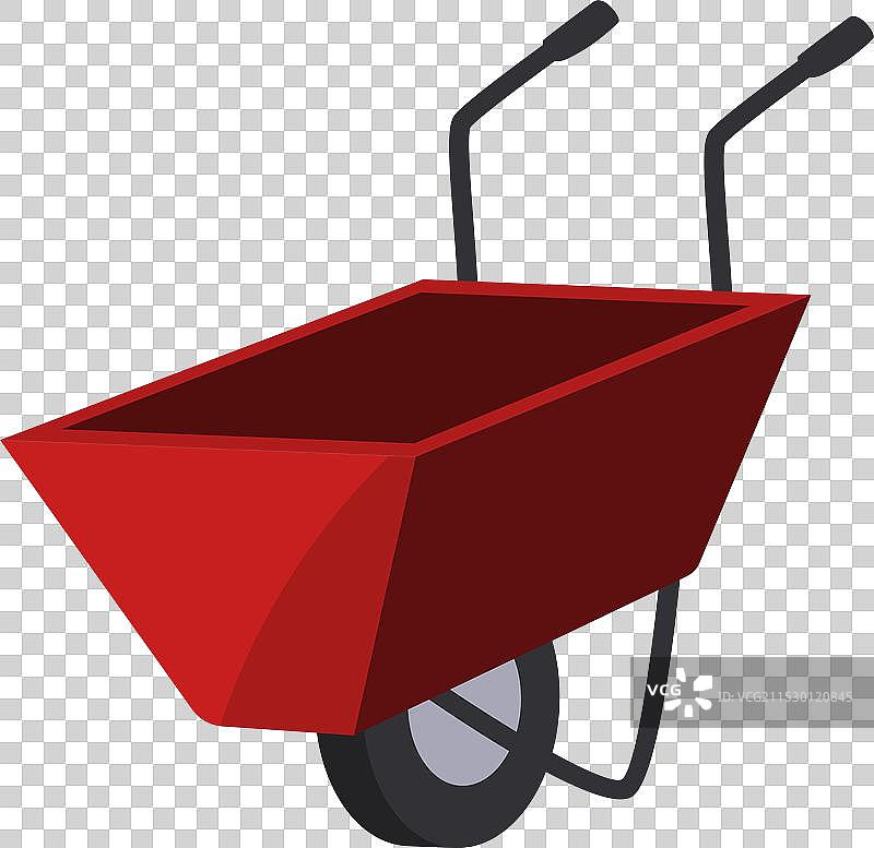 红色空手推车单轮站立图片素材