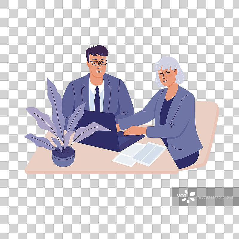 商务男女坐在桌子旁图片素材