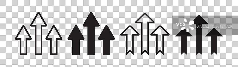 向上移动的箭头图标，包含轮廓和填充两种样式图片素材