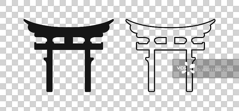 神道日本宗教的鸟居平面图标图片素材