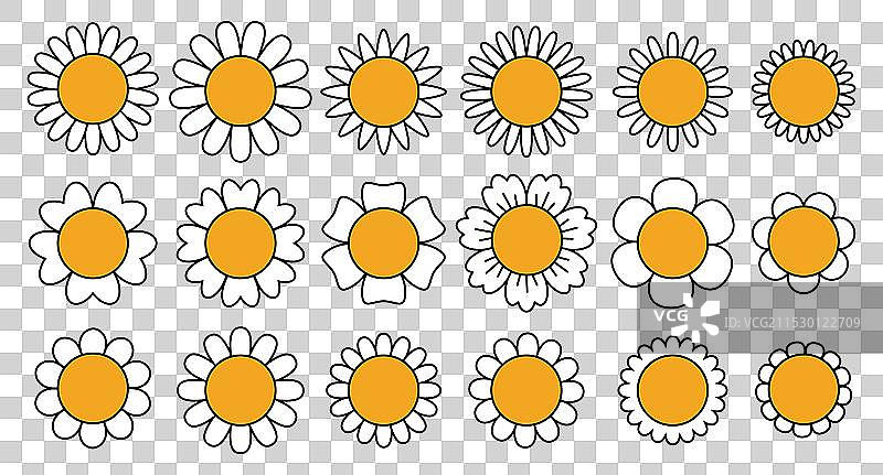 雏菊花朵盛开洋甘菊贴纸包图片素材