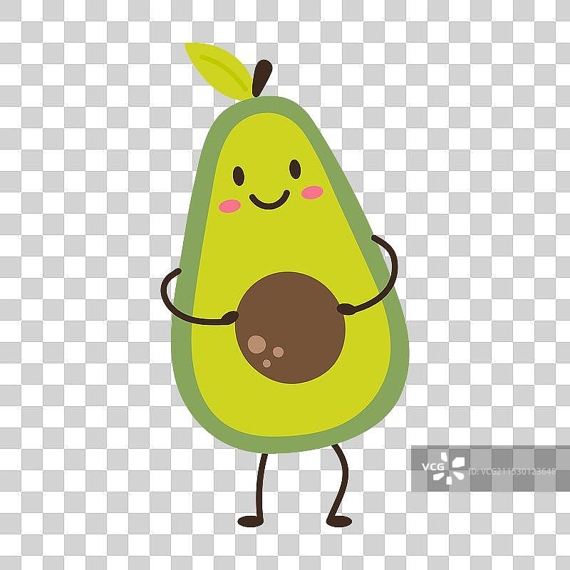 开心的鳄梨与可爱的表情图片素材
