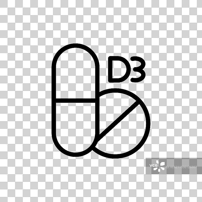 健康的维生素D3图标，代表健康与福祉图片素材