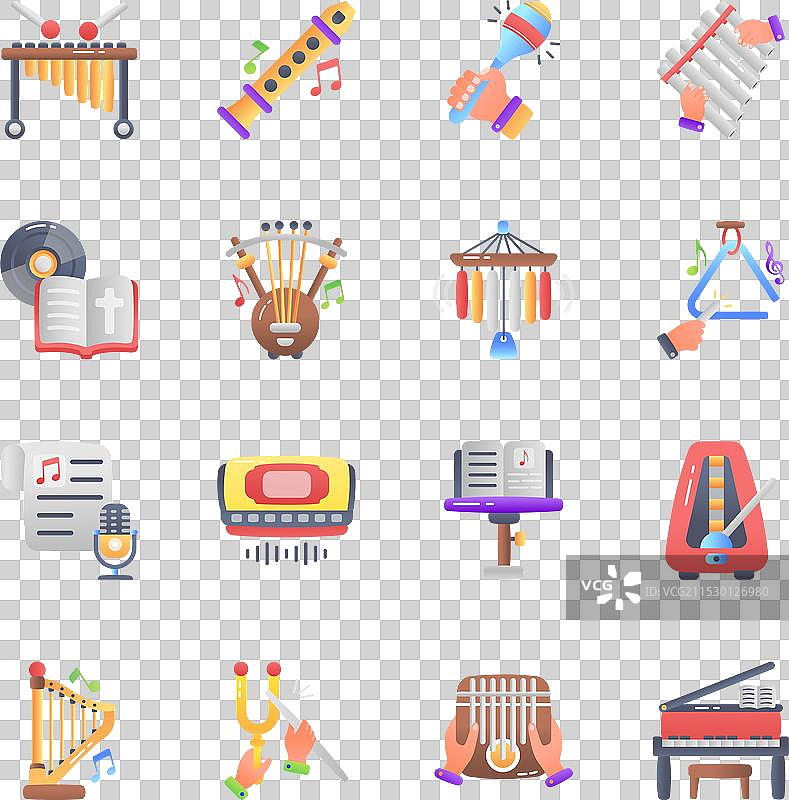 乐器平面图标集合图片素材