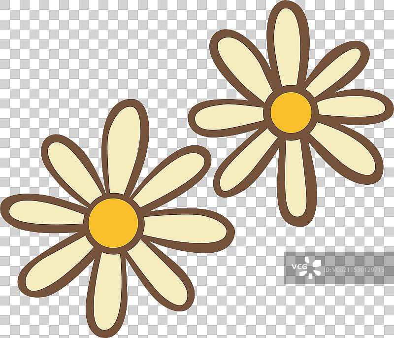 浅黄色雏菊花朵扁平设计图片素材