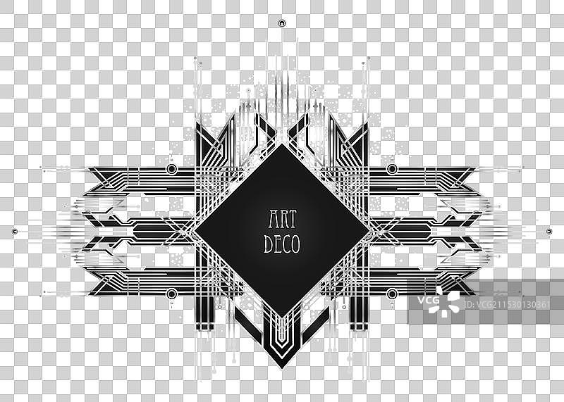 黑色背景上的装饰艺术复古银色设计元素图片素材