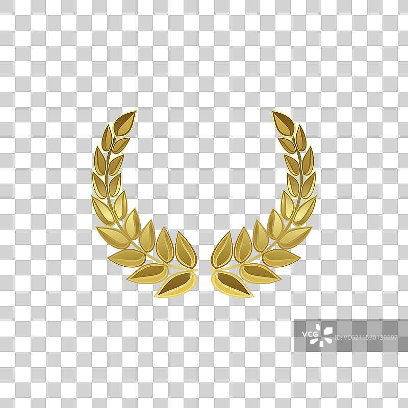 金色月桂树花环和橄榄叶枝图片素材