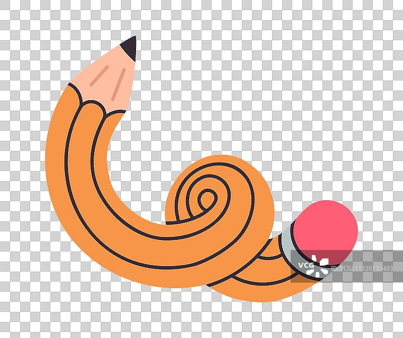 弯曲的搞笑铅笔扭曲交织成黄色图片素材