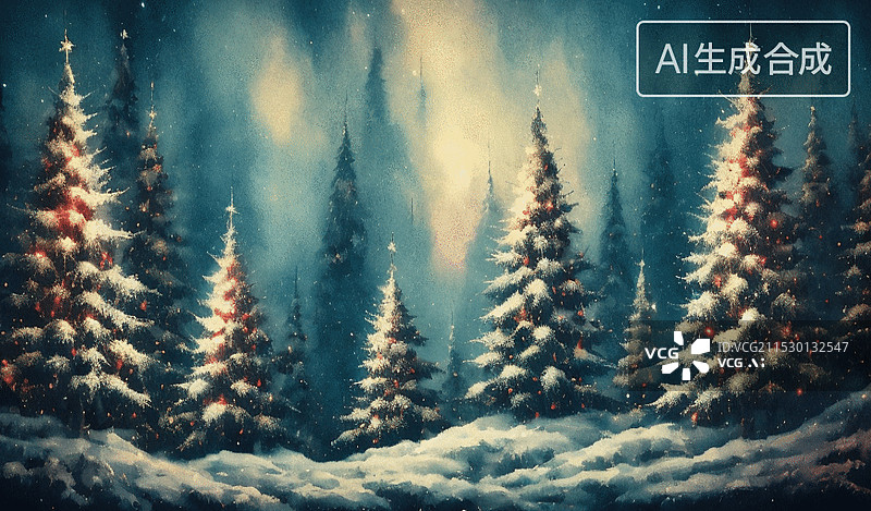 【AI数字艺术】冬日雪景图片素材