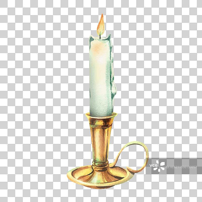 带把手的金色、铜色和青铜色蜡烛台图片素材