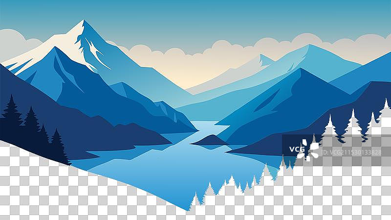 壮丽山脉和宁静的全景视图图片素材