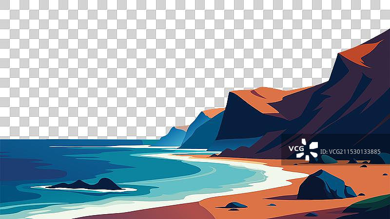 波涛汹涌的岩石海滩图片素材