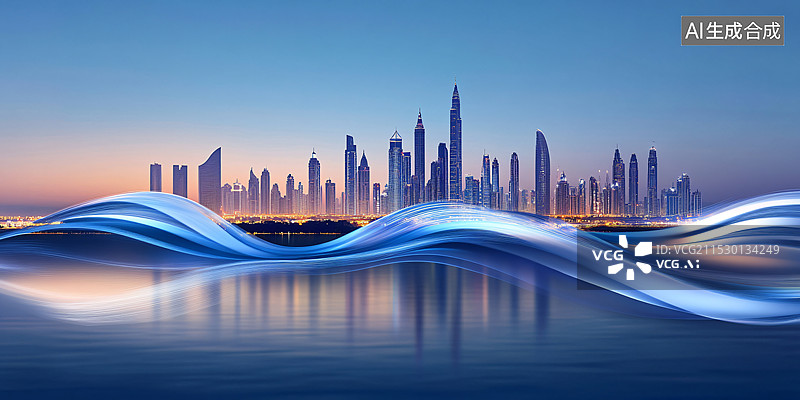 【AI数字艺术】科技感智慧城市背景图图片素材