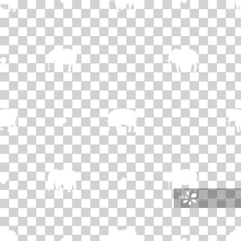 无缝图案，包含大象的轮廓和图片素材