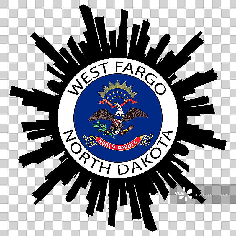 西法戈天际线 北达科他州 旗帜 美国 贴纸图片素材