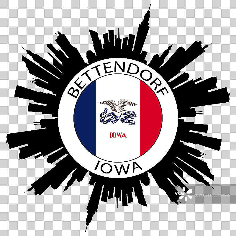 贝滕多夫天际线 爱荷华州 旗帜 美国 旅行纪念品图片素材